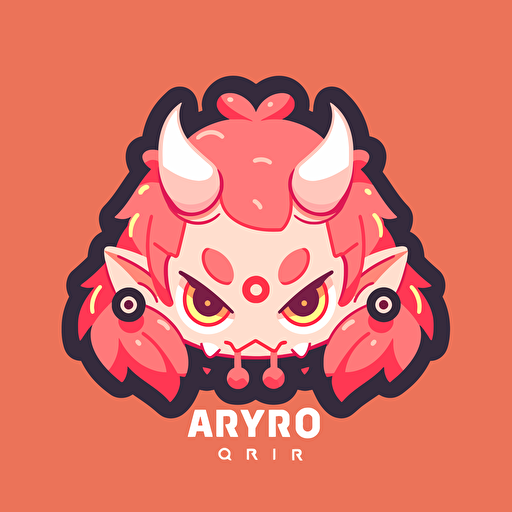 Yōkai, monster, oni, symmetrical, sticker, simple, cute, kawaii, vibrant color, vector, Chibi anime style — ar square