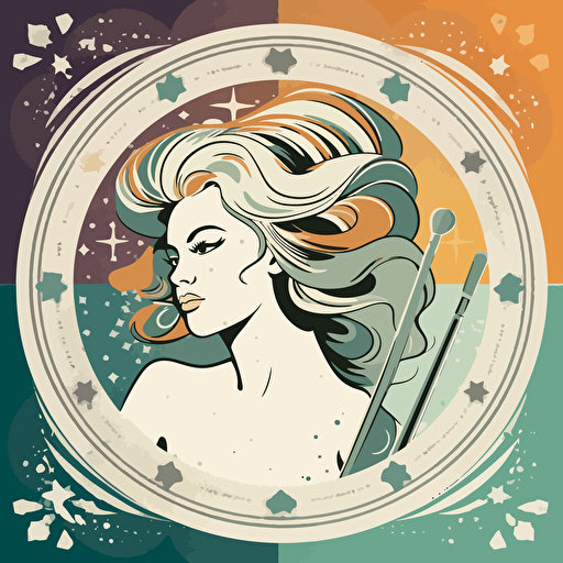 create a retro aquarius zodiac sign, vector ,white clipart