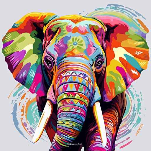 elefant by lisa frank, white background, vector