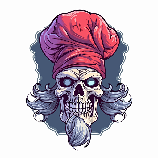 vector illustration logo scull chef in a chef hat