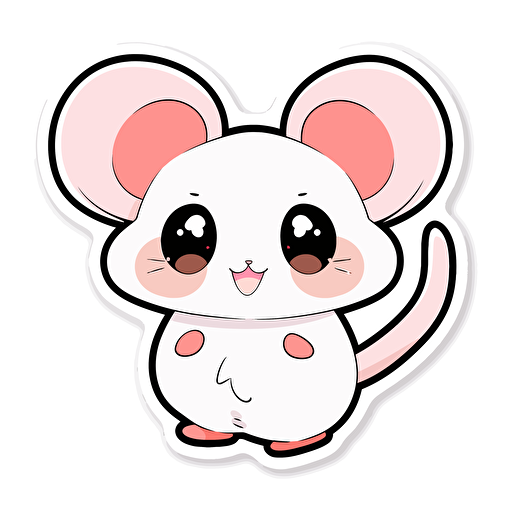 kawaii, mouse, sticker, vector, white background, contour, cartoon style