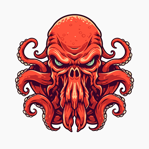 angry octopus clip art style with no background, vector image