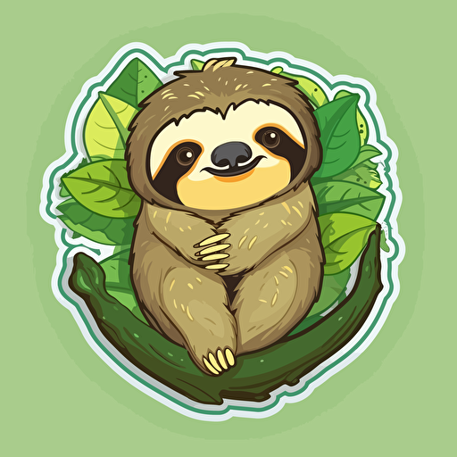 sticker, one sloth in full growth, vector