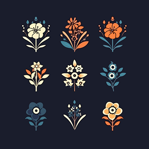 logo vector designs of flowers, minimalist style, cool