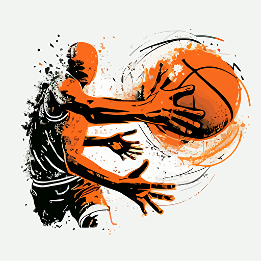 pass with 2 hands, basketball, vector, white background