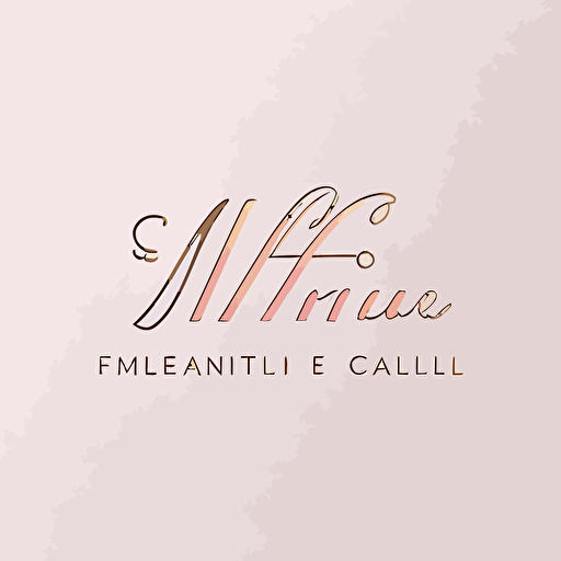 Beautiful logo for a law firm called "MF" with capital letters cursive, very feminine logo, simple clean logo, white background, single-line balance logo, vector logo, pink gold color