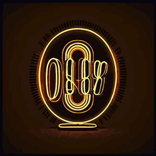 letter "O", logo, rock n roll style, warm neon light , minimal, vector, simple, flat,