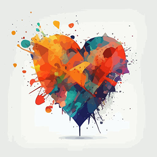 A heart on a white background, powerful watercolor, vector shapes, geometric shapes