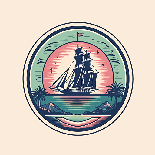 create minimalistic vector style logo for company bermies. Use color palette pink and blue. Should have no details. Sticker style. Nautical vibes. Island of Bermuda
