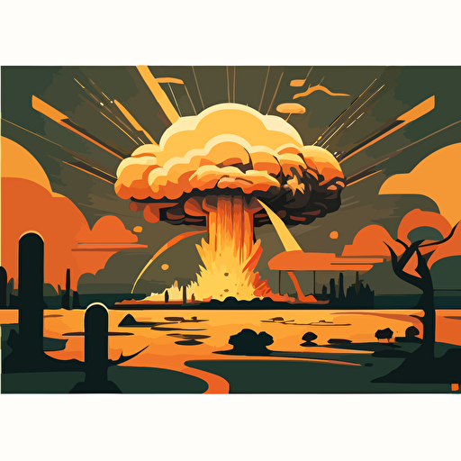 atomic explosion vector image