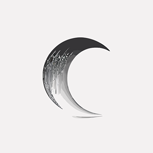 half moon AI logo, clean, minimalist, abstract mark logo business, vector logo, white background