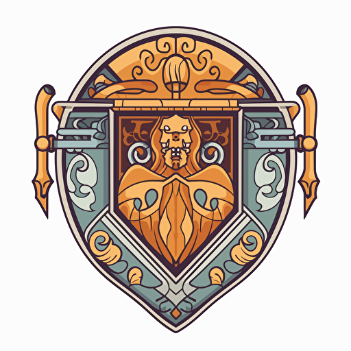 flat vector art, coat of arms in a anglo-saxon style, isolated, ultra minimalistic,