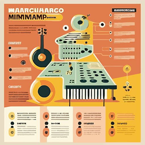 A poster about the music composition workshop. Need to have a sense of technology. Flat vector illustration, AR 3:4