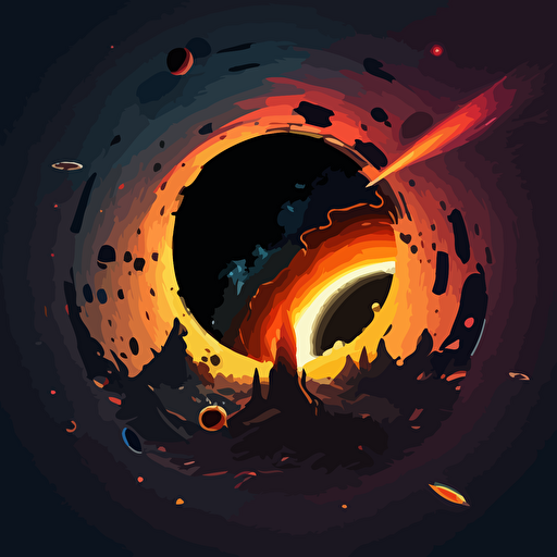 planet devoured by a black hole, space, vector