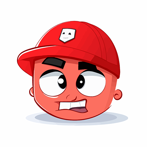 vector image of a crypto meme charcter with sad teary eyes and happy smiling mouth wearing a red visor cap on white background