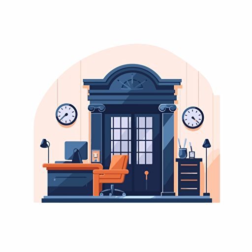 flat minimalist vector illustration of an old notary public office