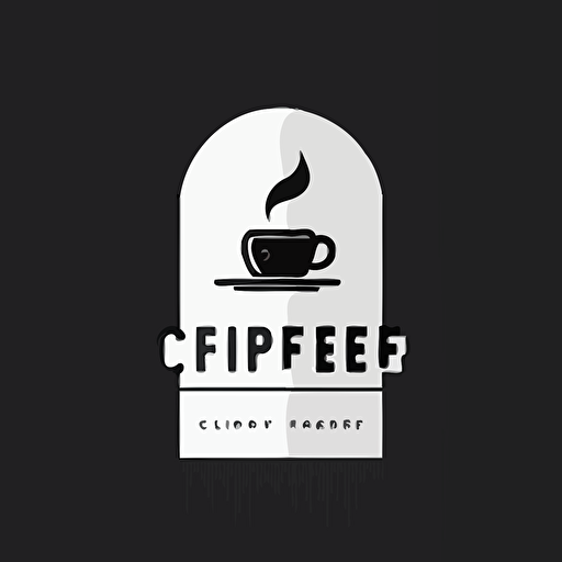 flat, 2d, vector minimalist modern coffee logo, black and white