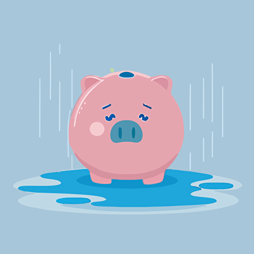 cute flat vector of worried piggy bank