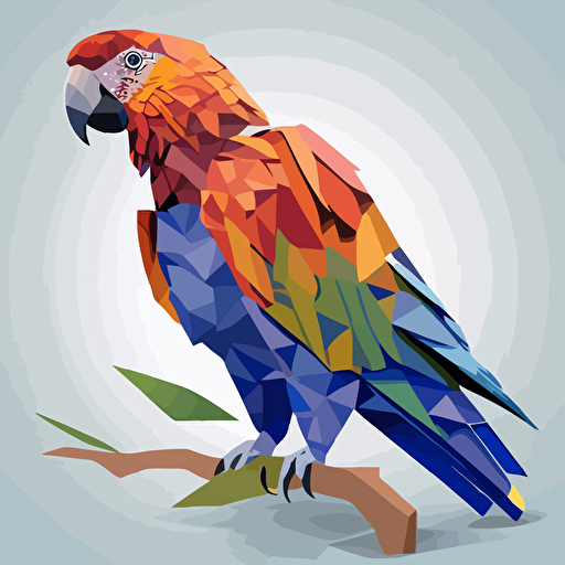A Stochastic Parrot, flat design, vector art, low poly style