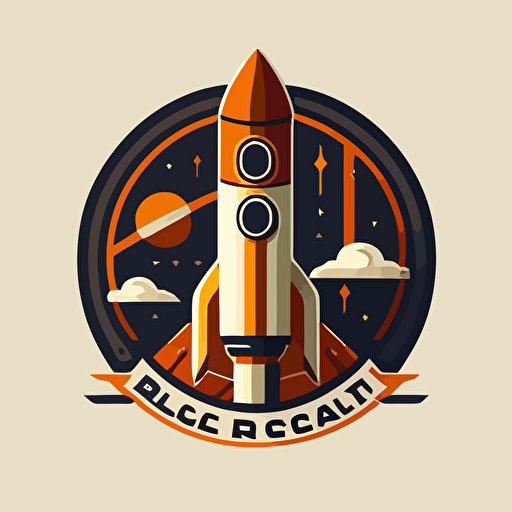 flat design vector logo for a rocket company called Rocket Design Lab