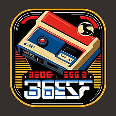 Design a vector image that pays homage to Sega's classic video game console, the Sega Genesis, with a design that features the console's iconic "16-Bit" logo. The logo should be surrounded by a clever pop culture reference that incorporates elements from Sega's classic games. The design should be done in three colors, with the "16-Bit" logo in white, and the pop culture reference and surrounding elements in contrasting colors that pop against a black or dark background.