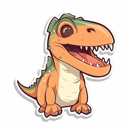 T-rex, sticker, cartoon style, vector, White background,