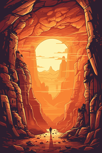 petra in jordan, front view, illustration, painting, bright lighting, sun in sky, flat,vector