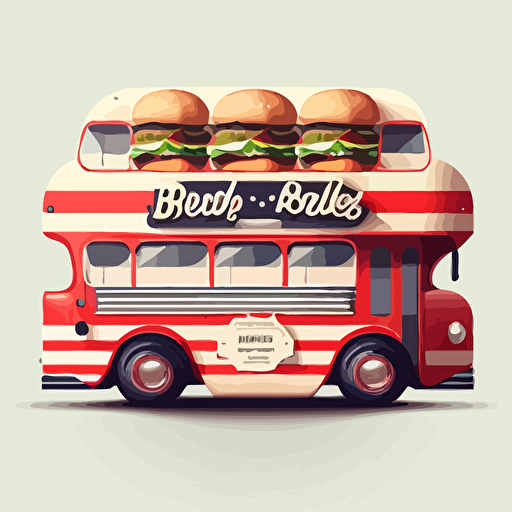 2d double decker bus design for burgers. Vector