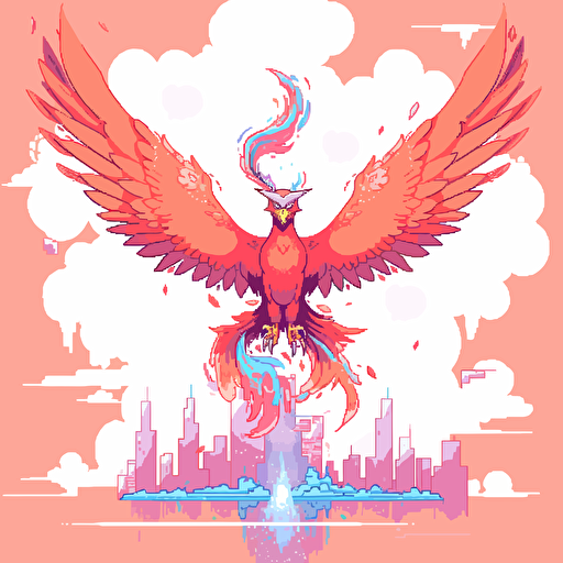 thunderbird emerging from a cloud vector art orange and pink