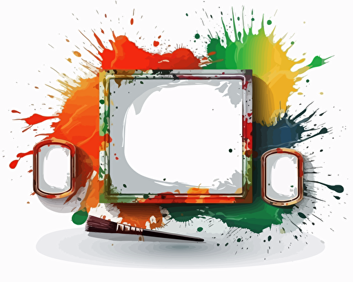 vector frame, drawn on white background, with wet brushes
