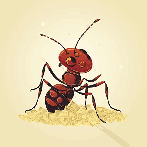 financial success, ant, 50s design, vector art, no background