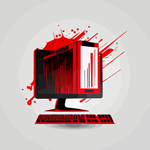 Red computer logo, vector, flat 2d, company logo, modern style