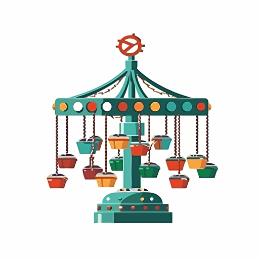 chain carousel, 2d cartoon, simple flat vector, white background