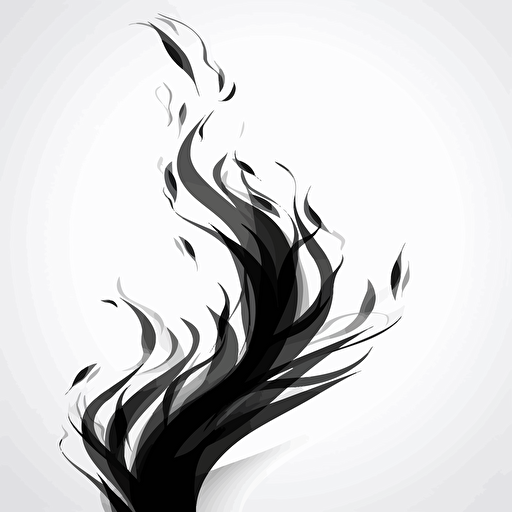 vector flame, black and white, white background
