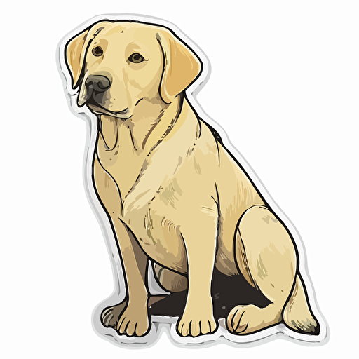 cute labrador retriever flat drawing, vector, sticker