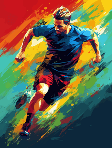 soccer player in dynamic pose, football tournament poster, vector art, diagonal composition