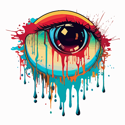 eyeball made of paint drips by moebius, 2d vector art, flat colors
