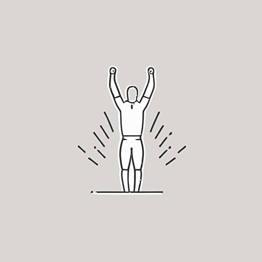 minimal line logo of a person raised his hands up as a winner, vector