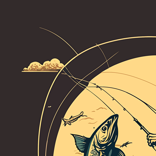 Fisherman reeling a fish, ar9:11, vector illustration