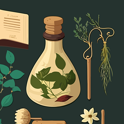 vector elements for herbal medicine, flat
