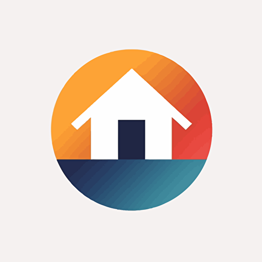 logo circle, clean house, minimalist, vector, 3 colours, white background