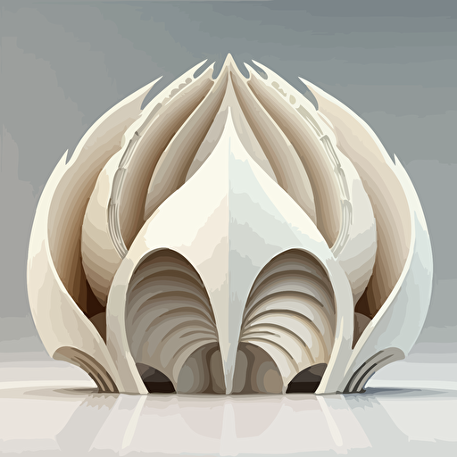 shell architecture, white, scheme, medium contrast, no burn highlights, flat white background, octane render, v-ray , vector art,