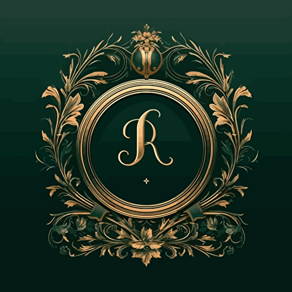 A letter designed in luxury style, pine green color, illustraor, vectors