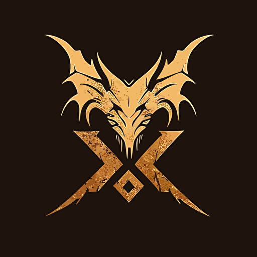 flat vector logo of an X, dragon head, simple minimal