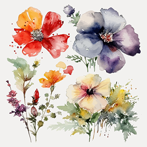 watercolour, aquarell, flower clipart, vector art