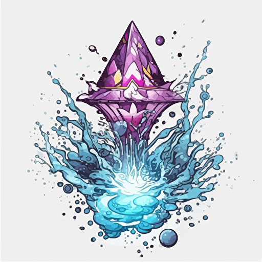 water based magic effect, spell cast,digital art, vector, sticker, white background
