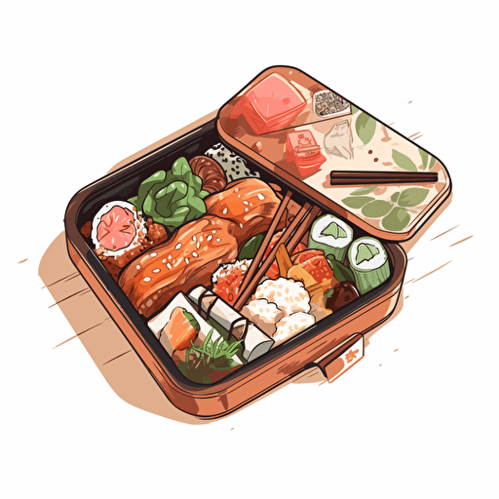 bento box, vector art, white background