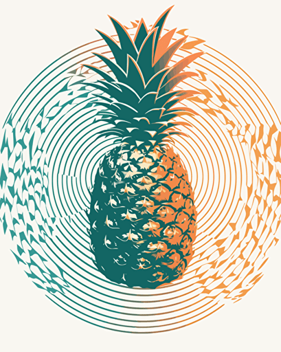 spiral ananas, minimalistic, retro aesthetics, vector image, sticker, pastel pantone colors, white background