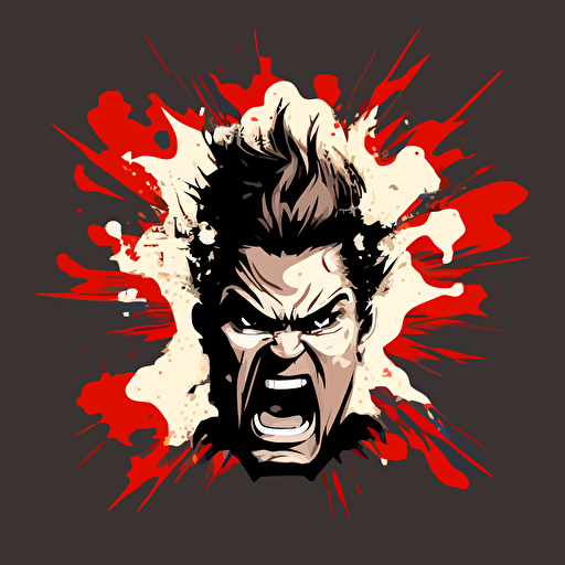 vector of an angry face with an exploding head on a contrasting background