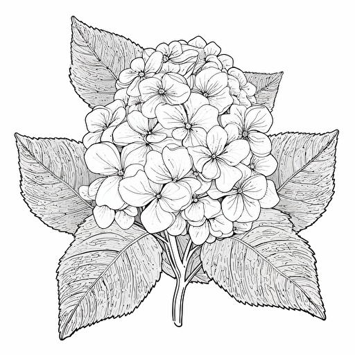 Hydrangea ignorant style No Shadow. Coloring page. Vector. Simple.